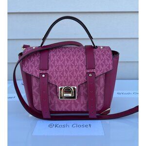 Michael Kors satchel manhattan medium leather berry